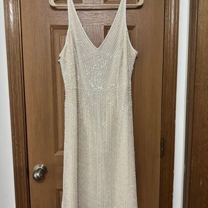 Adrianna Papell evening dress cream color with sequins size 12
